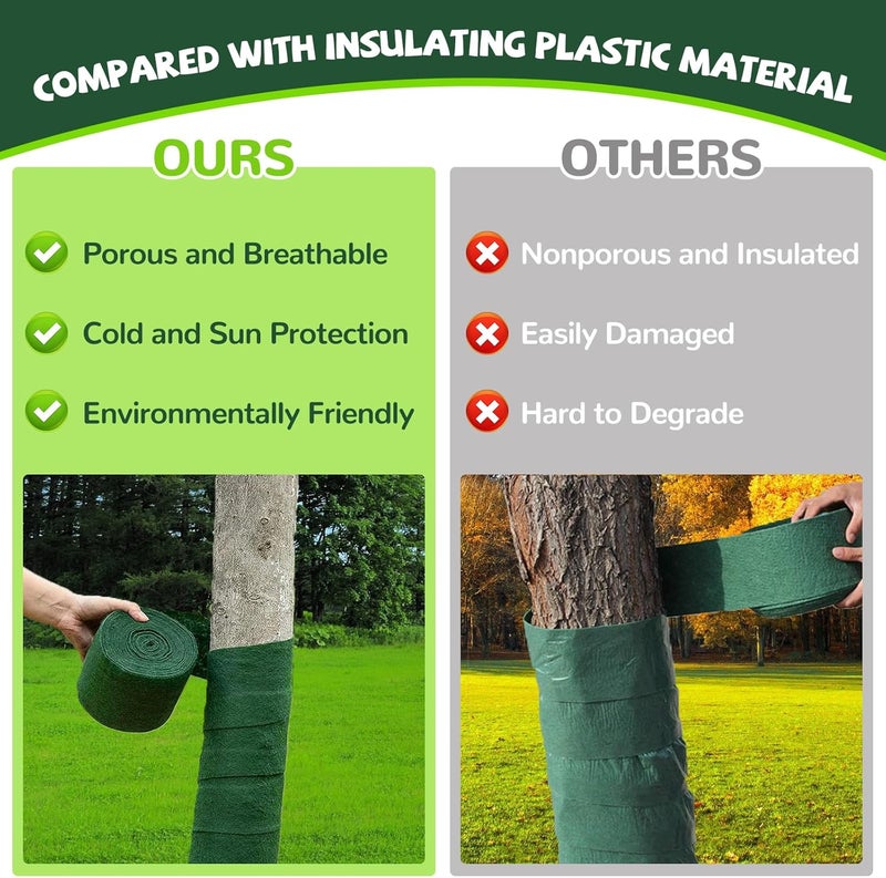 Riare Tree Wraps to Protect Bark for Winter- 65 Feet Cold-Proof Tree Trunk Guard Wrap Protection for Damaged Bark, Tree Protectors from Deer Animals, Frost, Freeze - Image 5
